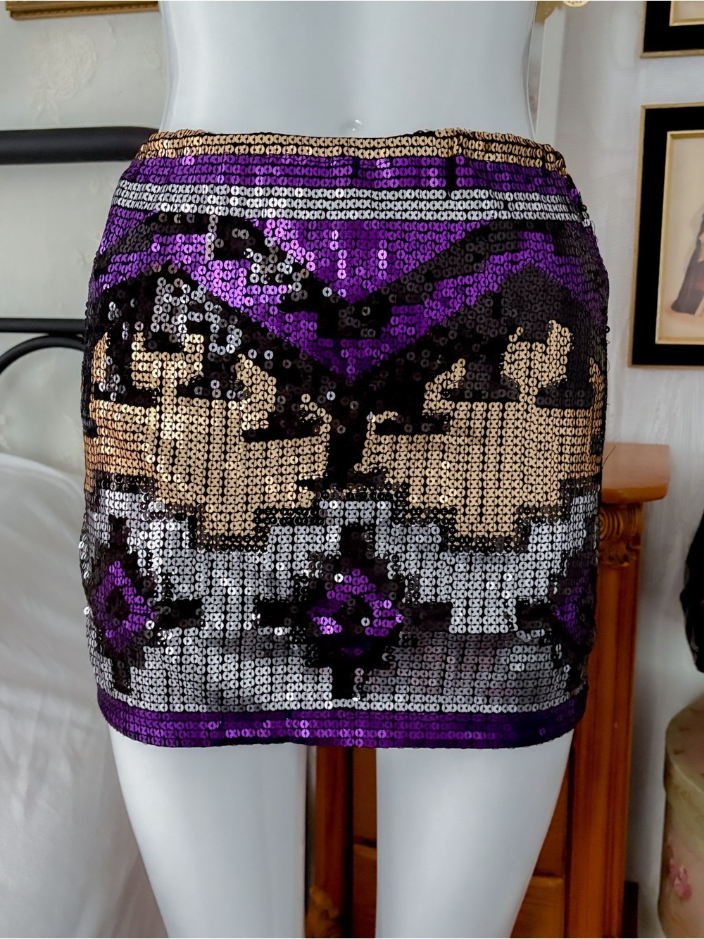 Y2K glam sequin multicolor mini skirt